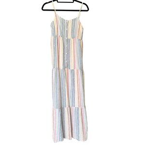 Splendid Striped Maxi Dress | Button Front Tiered Summer Dress | Beach-Ready